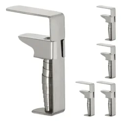 Relaxdays Bordsklämmor, set med 5, justerbara för tjocka bord, rostfritt stål, upp till 4 cm, silver.