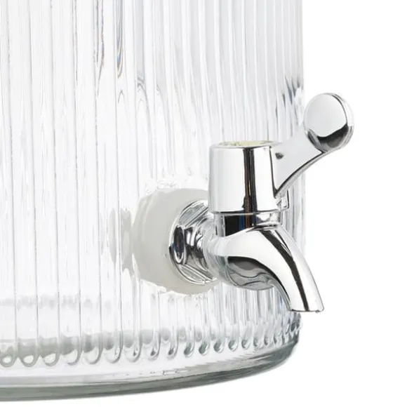 Relaxdays Dryckesdispenser, 5 l, med kran och lock, dekorativ design, för din lemonade, transparent