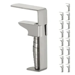 Relaxdays Dukklämmor, set med 16, justerbara klipp för tjocka bord, rostfritt stål, upp till 4 cm, silverfärgade