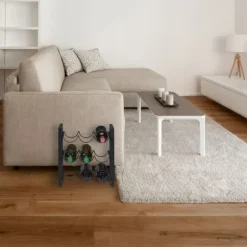 Relaxdays Flaskställ 9 fack, vinlagringshylla, metall, HxBxD: 37x35x17 cm, kök & bar, svart