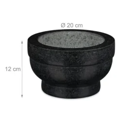 Relaxdays Mortel i granit med pistill, robust, för kryddor, örter, mortel i polerad sten, 5,6 kg, cm, 1l, svart