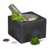 Relaxdays Mortel och pistill, i granit, polerad, lång livslängd, kryddor och örter, 500 ml volym, krossare lxB 14,5 x 14,5 cm