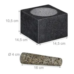 Relaxdays Mortel och pistill, i granit, polerad, lång livslängd, kryddor och örter, 500 ml volym, krossare lxB 14,5 x 14,5 cm