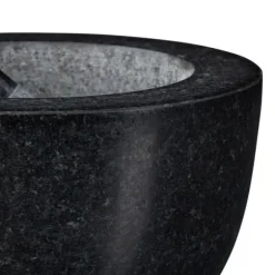 Relaxdays Mortel och stöt, i granit, polerad, lång livslängd, kryddor och örter, 750 ml volym, stenhackare D 20 cm, grå