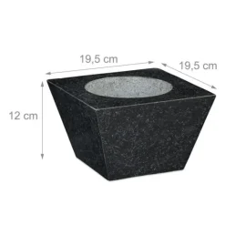 Relaxdays Mortel och Stöt, XXL, granit, kryddor och örter, 750 ml, 6,75 kg, stenmortel 12x19,5x19,5 cm, svart