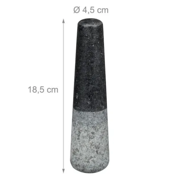 Relaxdays Mortel och Stöt, XXL, granit, kryddor och örter, 750 ml, 6,75 kg, stenmortel 12x19,5x19,5 cm, svart