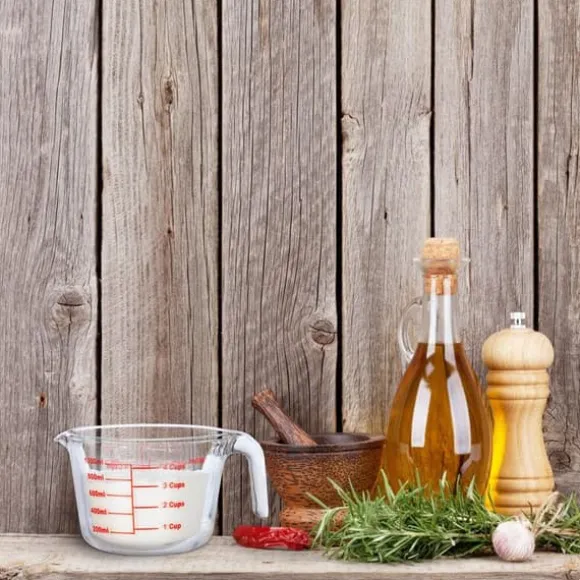 Relaxdays mätglas, 1 liter, värmebeständig, mikrovågssäker, graderad ml, oz, amerikanska koppar, transparent