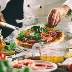 Relaxdays mätglas, 1 liter, värmebeständig, mikrovågssäker, graderad ml, oz, amerikanska koppar, transparent