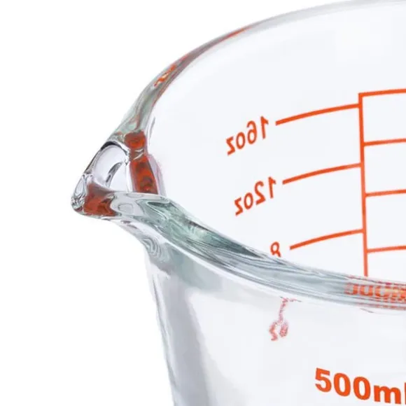Relaxdays Mätglas, 500 ml, värmebeständig, för mikrovågsugn, graderad ml, oz, amerikanska koppar, transparent