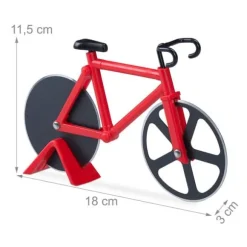 Relaxdays Pizza Roulette cykel pizzaskärare med fixerat stöd färgglad degskärare