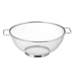 Relaxdays Rostfritt stål Durkslag 26 cm Köksredskap Pasta Avloppssallad Handtag och ringbotten, Silver