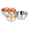 Relaxdays Set 3 Blandskålar i rostfritt stål, Kök Salladsskål, Skål i olika storlekar stapelbar, silverfärgad