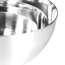 Relaxdays Set 3 Blandskålar i rostfritt stål, Kök Salladsskål, Skål i olika storlekar stapelbar, silverfärgad
