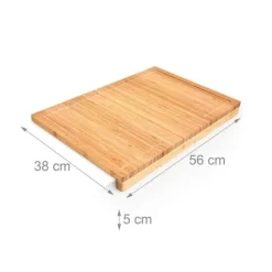 Relaxdays Skärbräda i bambu, elegant design, H x B x D: ca 5 x 56 x 38 cm, för köket, natur