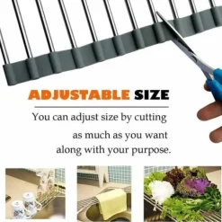 Rengöringsställ för disk RollUp, 100 % BPA-fri, fällbar, perfekt för frukt, grönsaker, tallrikar, rostfritt stål täckt med silikon.