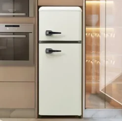 Retro-Kylskåp, Kombinerad kyl och frys, 105.5 cm, 92L, 28L frys, 116 kWh/år