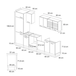 R-Line kök, 300 cm utan bänkskiva, Blågrå/vit, Vicco