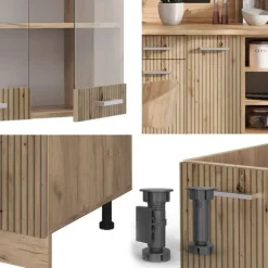 R-Line kök, 240 cm utan bänkskiva, Artisan Oak/Golden Oak, Vicco