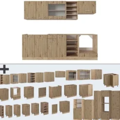 R-Line kök, 240 cm utan bänkskiva, Artisan Oak/Golden Oak, Vicco