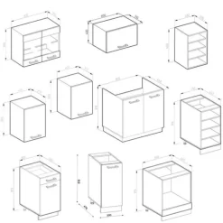 R-Line kök, 240 cm utan bänkskiva, blank vit/vit, Vicco