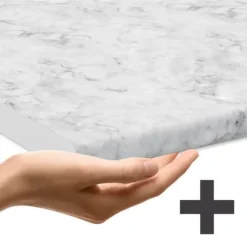 R-Line kökslinje, 350 cm med högskåp, PT Marble, ädelgrå/vit, Vicco