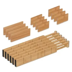 Robust 18-delat lådavdelarset i bambu