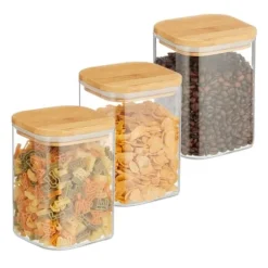 Robust set med 3 förvaringsburkar med lock 900 ml