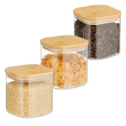 Robust set med 3 förvaringsburkar med lock 600 ml