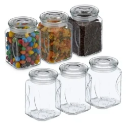 Robust set med 6 förvaringsburkar med lock 750 ml