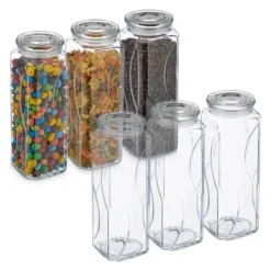 Robust set med 6 förvaringsburkar med lock 1650 ml