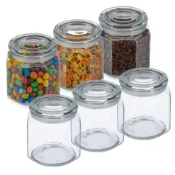 Robust set med 6 förvaringsburkar med lock 1300 ml