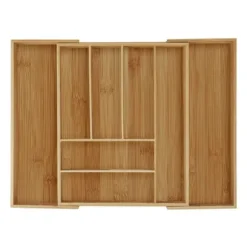 Robust utdragbart bestickbricka i bambu