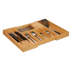 Robust utdragbart bestickbricka i bambu