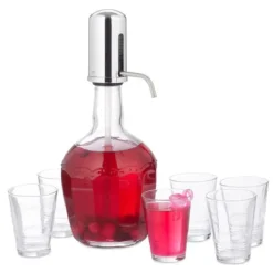 Robust vattendispenserset med 6 glas