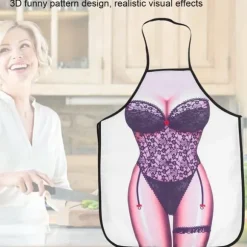 Roligt 3D vattentätt förkläde - svart spets kvinna