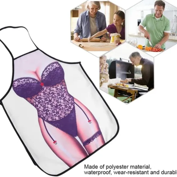 Roligt 3D vattentätt förkläde - svart spets kvinna