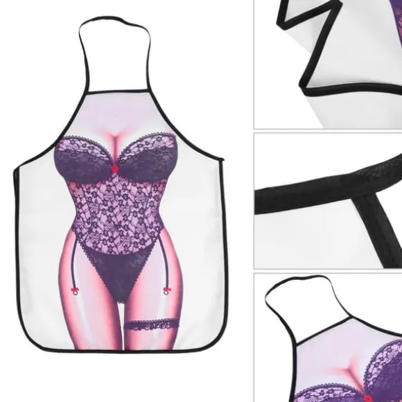 Roligt 3D vattentätt förkläde - svart spets kvinna