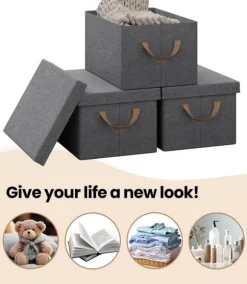 Rootz 3-delad förvaringslåda med lock - Organiseringsfack i tyg - Hopfällbar design - Material som andas - 20L/27L/36L/51L - Multifunktionell - 1x 20L | CDON