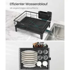 Rootz diskmedel - skålställ - torkstativ - stål & pp plast - rymdbesparande - 31 cm x 42 cm x 18,5 cm - svart