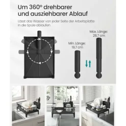 Rootz diskmedel - skålställ - torkstativ - stål & pp plast - rymdbesparande - 31 cm x 42 cm x 18,5 cm - svart