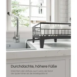 Rootz diskmedel - skålställ - torkstativ - stål & pp plast - rymdbesparande - 31 cm x 42 cm x 18,5 cm - svart