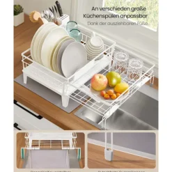 Rootz Drip Frame - Tvätttorkningsställ - Space Saver - Steel & PP Plastic - White - 31-56 cm x 42 cm x 20 cm