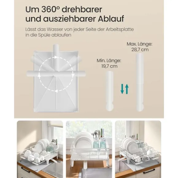 Rootz Drip Frame - Tvätttorkningsställ - Space Saver - Steel & PP Plastic - White - 31-56 cm x 42 cm x 20 cm