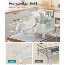 Rootz Drip Frame - Tvätttorkningsställ - Space Saver - Steel & PP Plastic - White - 31-56 cm x 42 cm x 20 cm