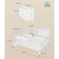 Rootz Drip Frame - Tvätttorkningsställ - Space Saver - Steel & PP Plastic - White - 31-56 cm x 42 cm x 20 cm