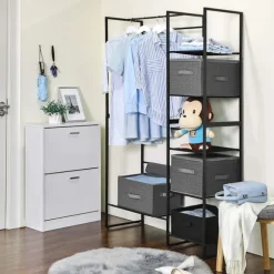 Rootz förvaringslådor - Set om 3 - Lock - Vikbart - Tyg - Handtag - Grå - 40 x 30 x 25 cm