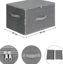 Rootz förvaringslådor - Set om 3 - Lock - Vikbart - Tyg - Handtag - Grå - 40 x 30 x 25 cm