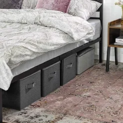 Rootz förvaringslådor - Set om 3 - Lock - Vikbart - Tyg - Handtag - Grå - 40 x 30 x 25 cm