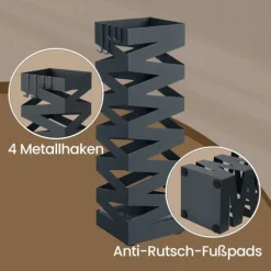 Rootz Iron Paraply Stand - Screen Stand - Metal Holder - Stylish Decor - 15,5 cm x 15,5 cm x 49 cm