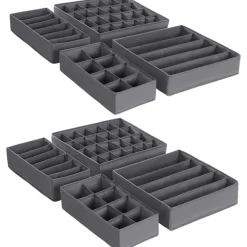 Rootz Organizers - Förvaringslådor - Underkläder - Strumpor - Slipsar - Halsdukar - Set om 8 - Grå